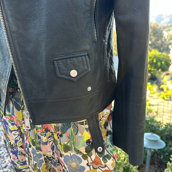 Seven for all mankind genuine leather black moto jacket soft M - Picture 4 of 11